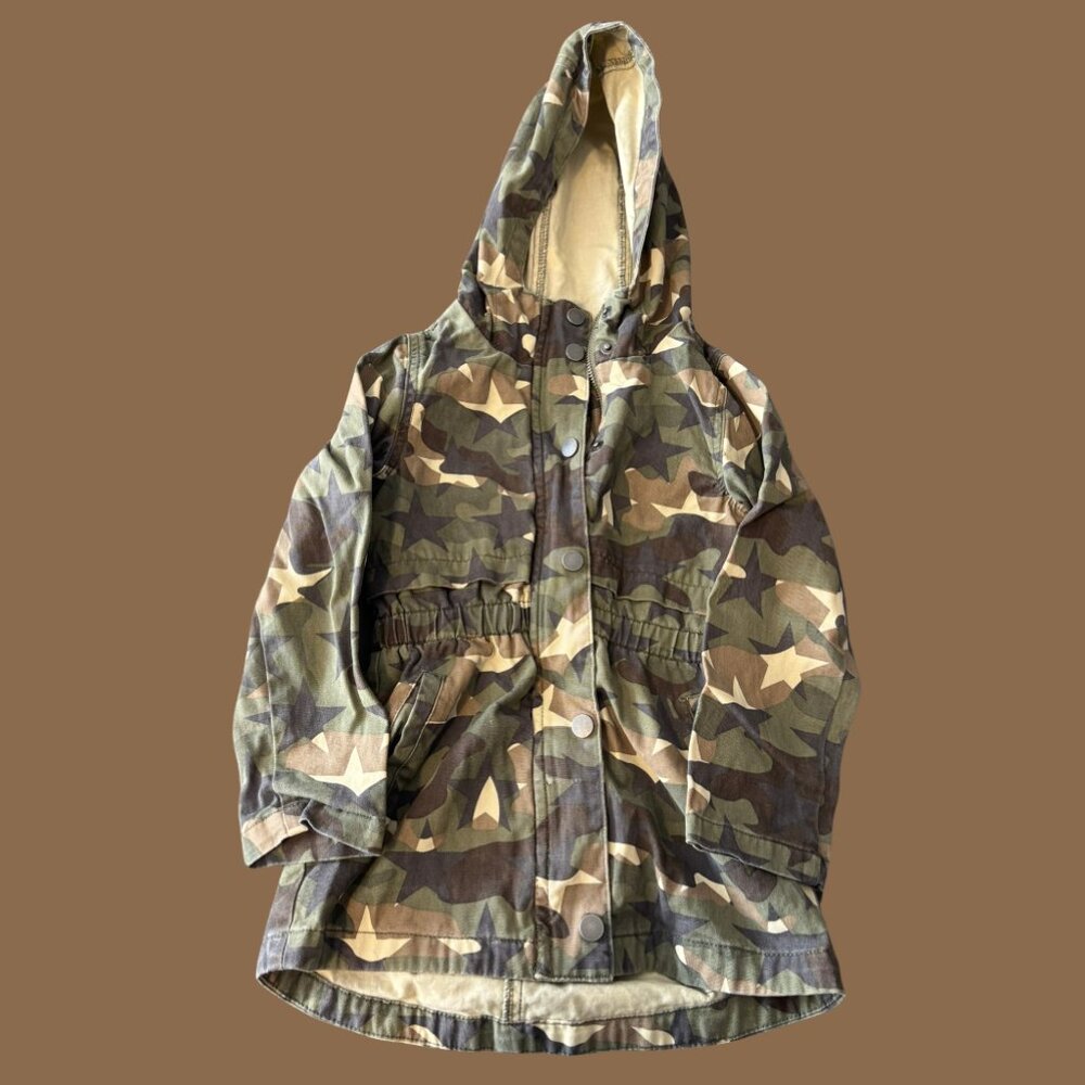 C&C California Girls Hooded Camouflage Utility Jacket- Army Green